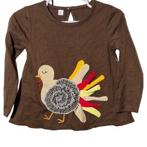 Mud Pie Brown Thanksgiving turkey tunic shirt 12-18m NWOT applique gobble